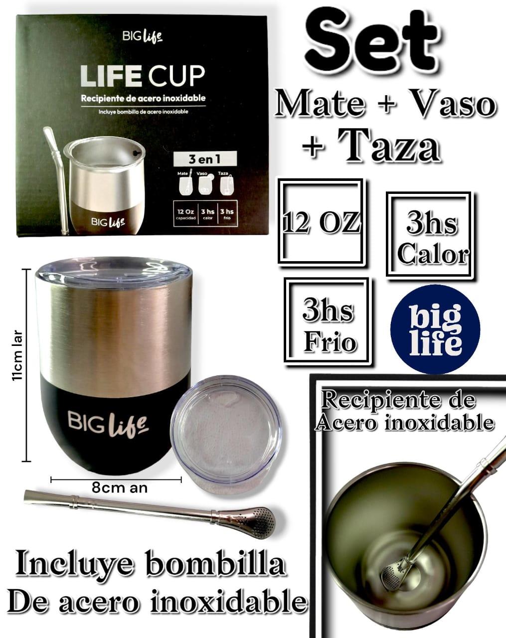 Set Lifecup Black Mate + Vaso+ Taza